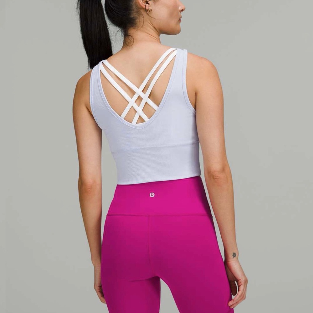 Lululemon Power Pivot Ribbed Tank Top Sz 10 In Pastel Blue - Picture 2 of 9